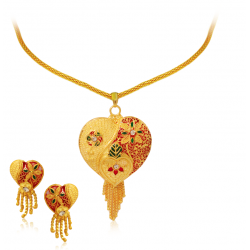 Trust Best 22K Gold Plated Big Heart Shape Design Necklace Set, TB001